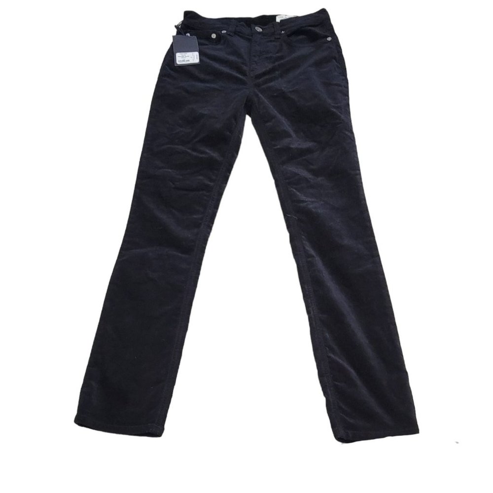 Rag & Bone Nina Womens Black High Rise Velvet Skinny Pants High Rise Size 25 NWT